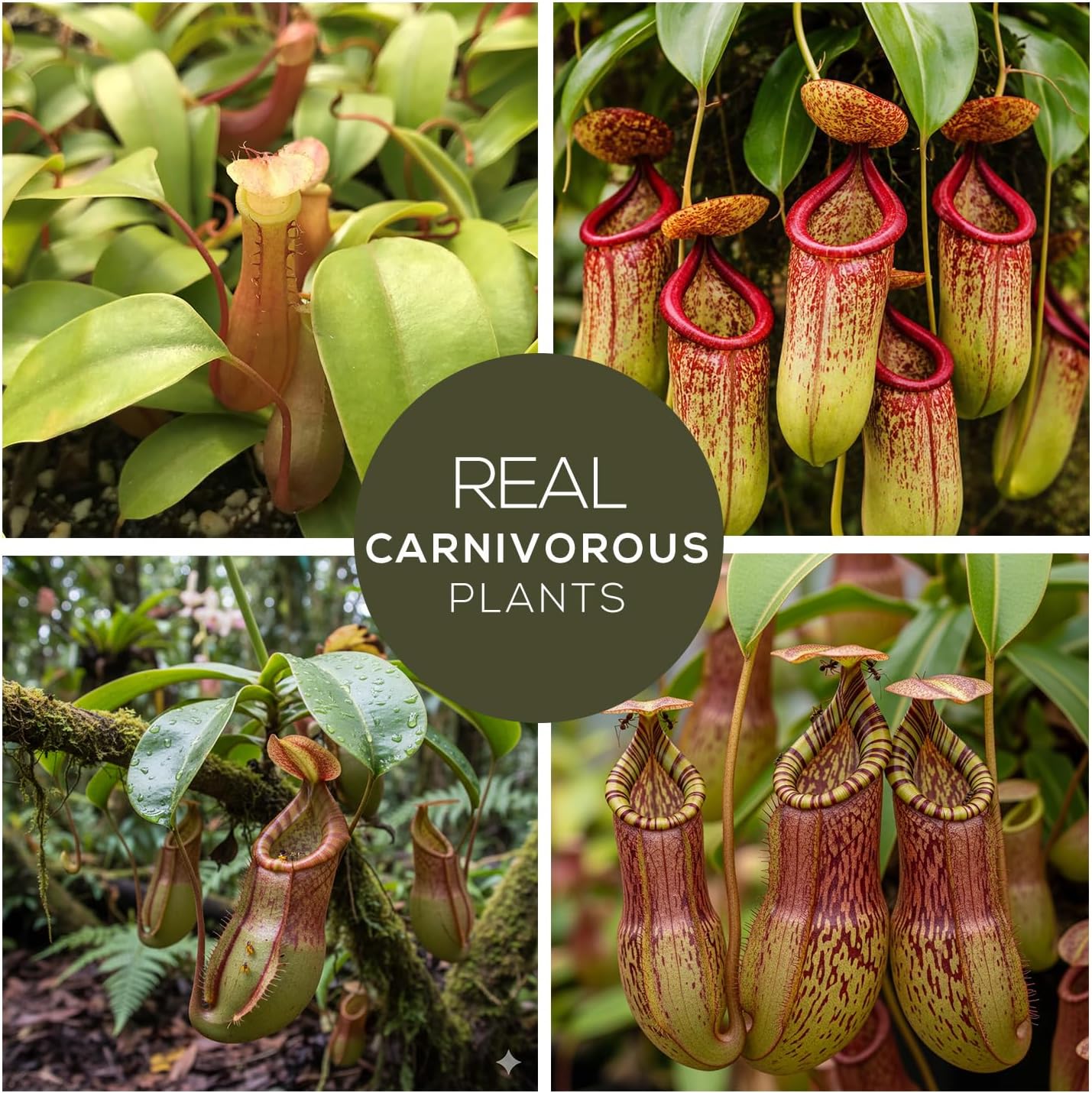 Pitcher Plant Nepenthes Miranda (4 Pack) Rare Nephentes Live Plants-Carnivorous Insect Eating Plant, Indoor Tropical Houseplant, Easy Care Pitcher Plant Live, Starter Size Carnivorous Plant for Indoor